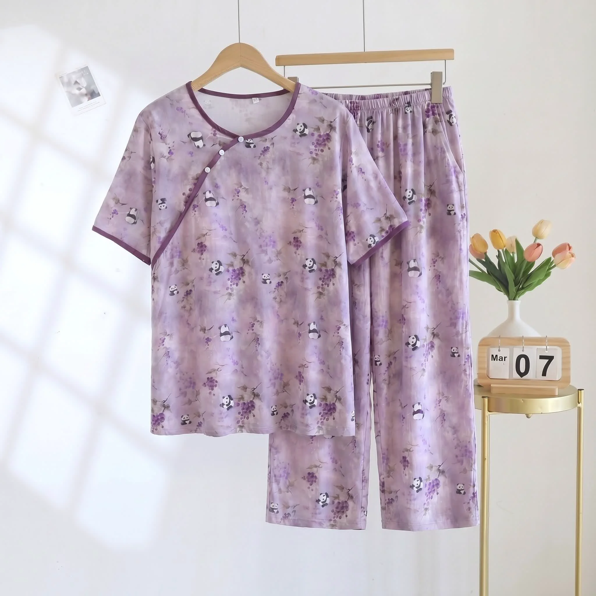 First-Class Ownkoti Cotton Rayon Cropped Pants Padded Nightwear Contemporary