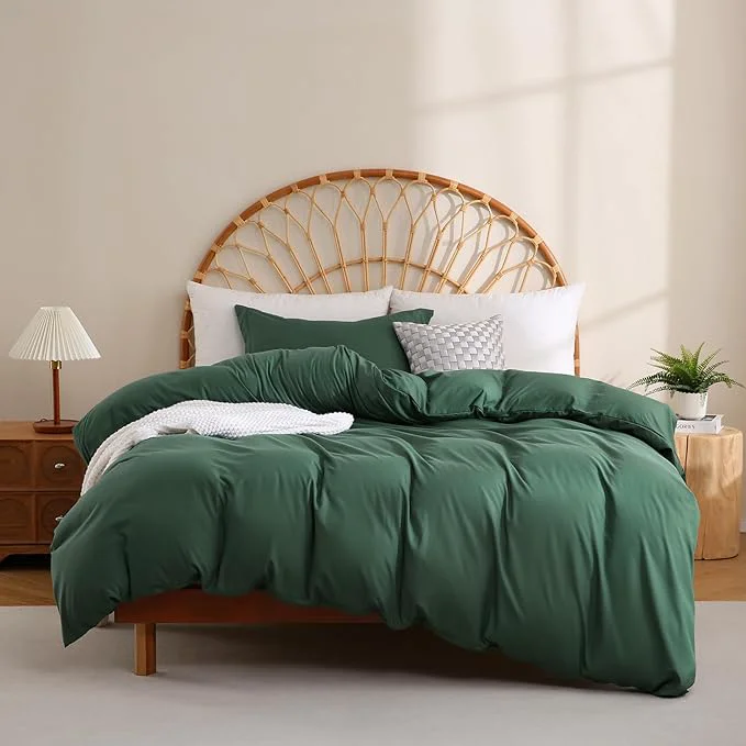 Reusable JSD Hunter Green Duvet Cover Set Twin Size 2 Piece Microfiber Kids Duvet Cover with Pillow Sham Zipper Closure Comforter Not Included High-End