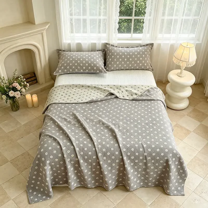 Selected Ownkoti Gray Floral Jacquard Cotton Quilt Premium Material