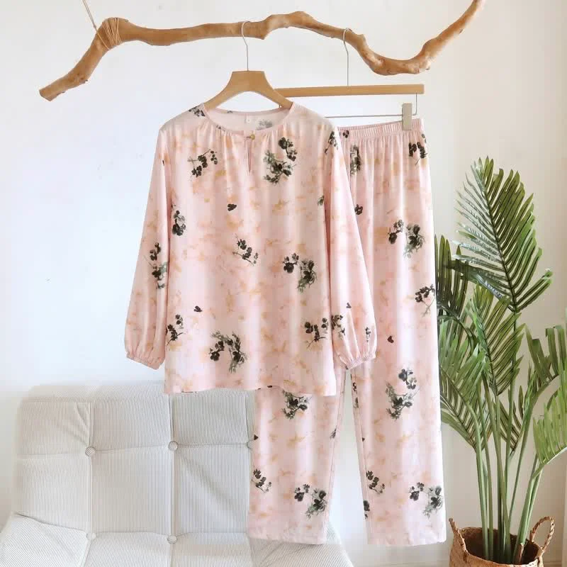 Eco-Friendly Ownkoti Pastoral Floral Long Sleeve Women 39 s Pajamas Dependable