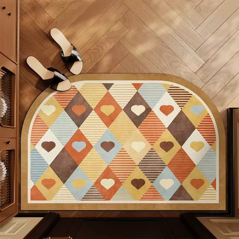 Luxury Ownkoti Retro Geometric Heart Arch Entryway Rug Exceptional