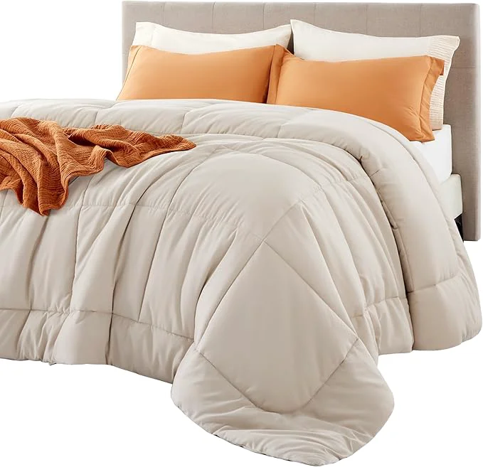 Fashionable Bedsure Comforter Duvet Insert – Quilted Comforters Twin Size All Season Duvet GentleSoft Down Bedding with 8 Tabs Gifts for Women Men Linen Twin 88 x 68 Inches Genuine