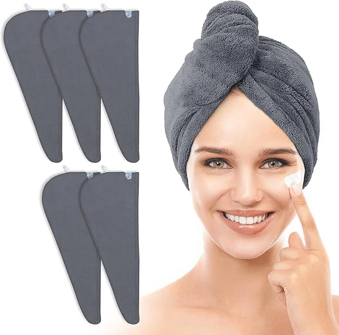 Breathable TENSTARS 5 Pack Thicken Microfiber Hair Towel Wrap Functional