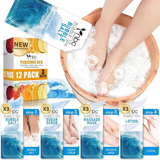 Durable Pedicure Kit Foot Soak Set Bubble Salt Sugar Scrub Massage Mask Massage Traditional