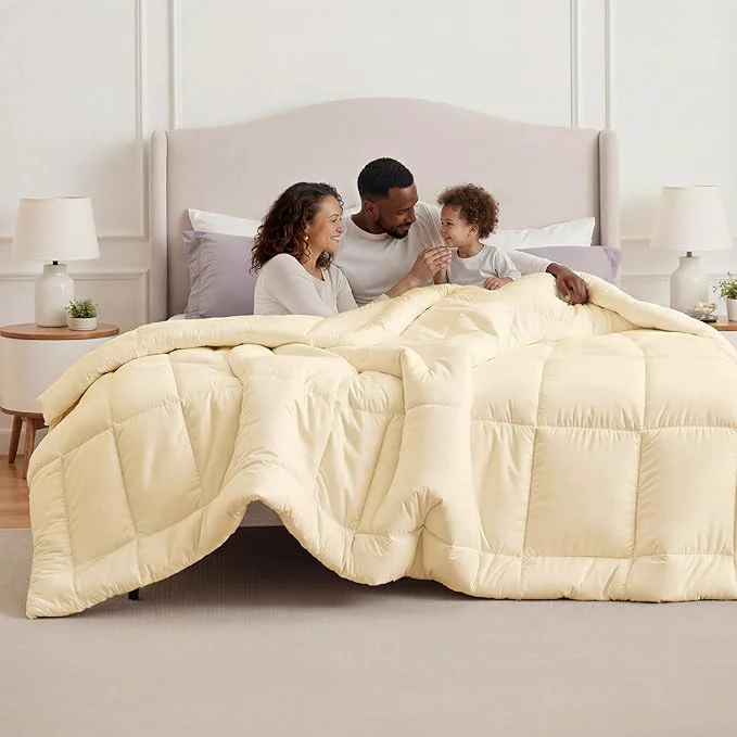 First-Class Bedsure Comforter Duvet Insert – Quilted Comforters Oversize Queen All Season Duvet GentleSoft Down Bedding with 8 Tabs Gifts for Women Men Cream Oversize Queen 98 x 98 Inches Efficient