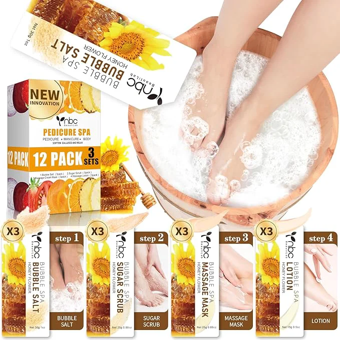 Excellent Pedicure Kit Foot Soak Set Bubble Salt Sugar Scrub Massage Mask Massage Quality