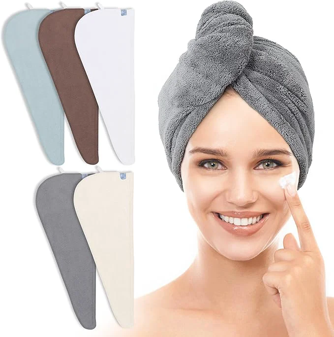 Comfortable TENSTARS 5 Pack Thicken Microfiber Hair Towel Wrap High-Grade