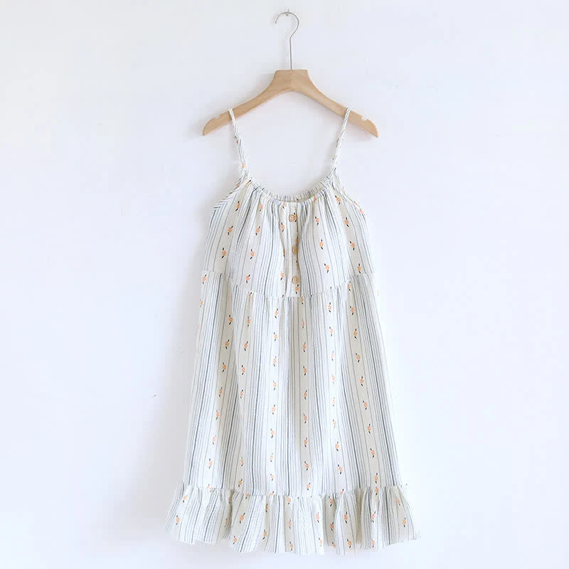 Next-Generation Ownkoti Sweet Floral Cotton Ruffle Cami Nightdress Detailed