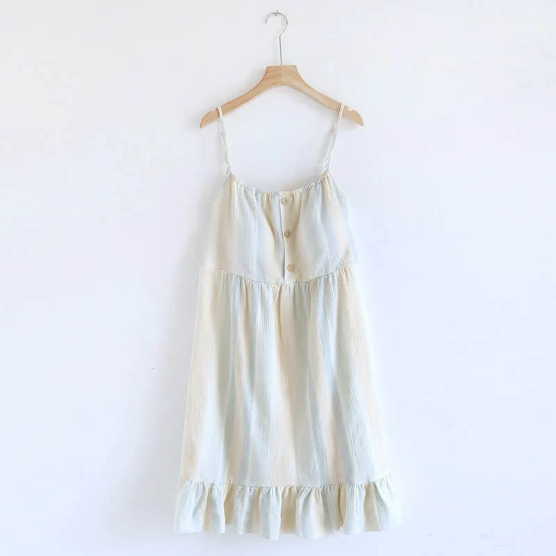 Expertly Made Ownkoti Pastel Stripe Cotton Tiered Cami Nightgown Sustainable