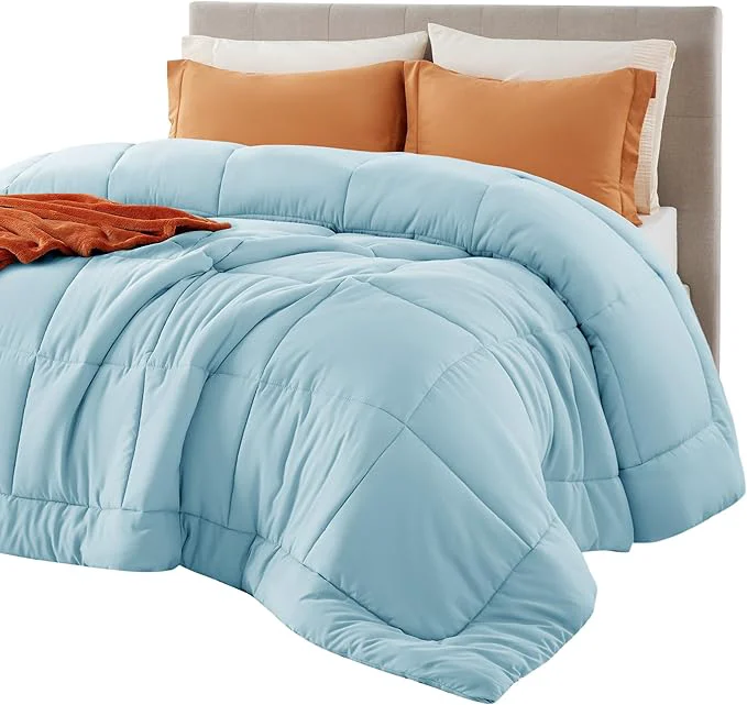 Sustainable Bedsure Comforter Duvet Insert – Quilted Comforters Full Size All Season Duvet GentleSoft Down Bedding with 8 Tabs Gifts for Women Men Light Spa Blue Full 86 x 82 Inches Proven
