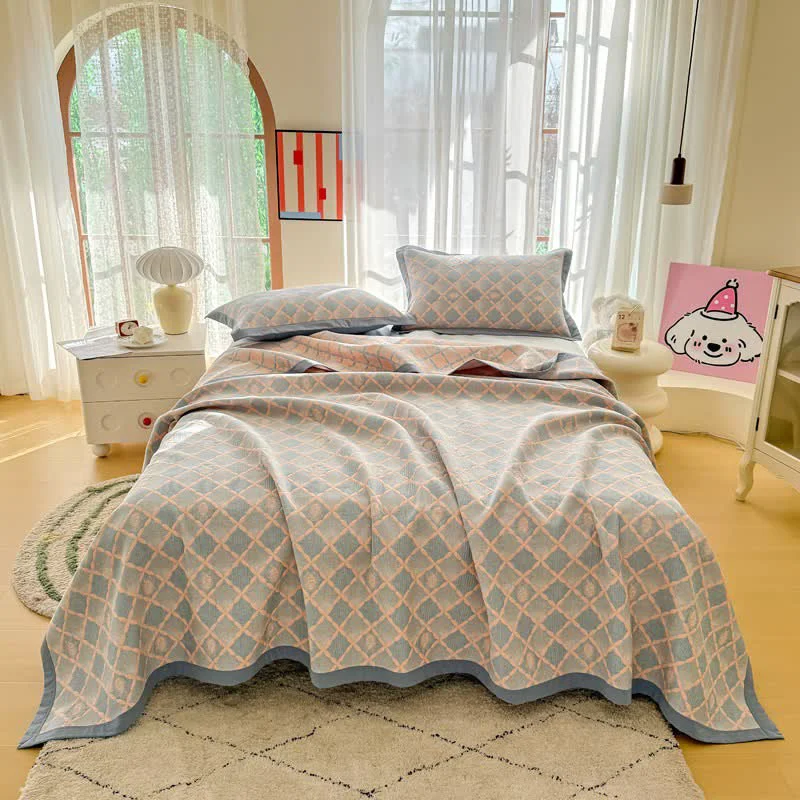 Verified Ownkoti Reversible Lattice Jacquard Cotton Gauze Quilt Sophisticated