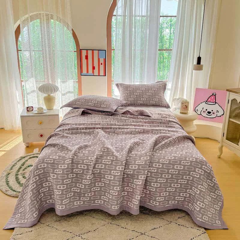 Efficient Ownkoti Geometric Jacquard Cotton Double Gauze Quilt Quality
