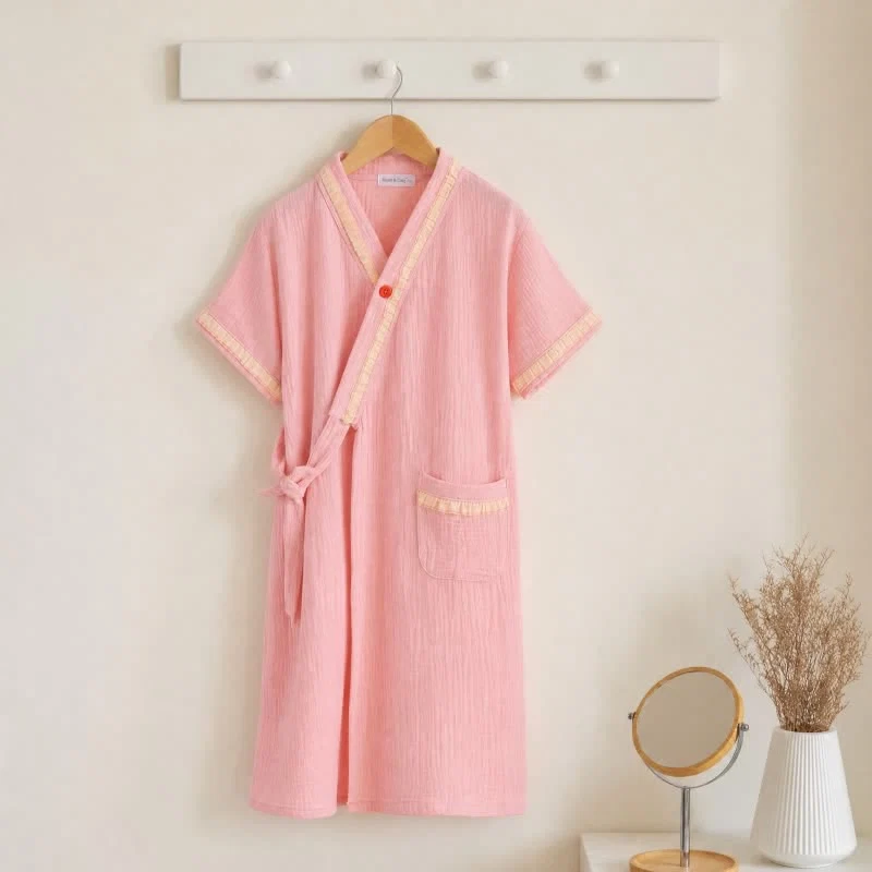 Unique Ownkoti Ruffle Trim Kids 39 Cotton Muslin Robe Top-Quality