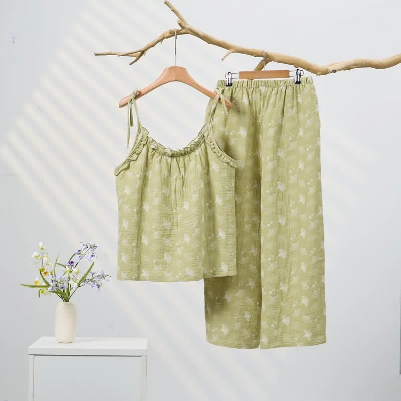 Efficient Ownkoti Fresh Ginkgo Leaf Cami Cotton Pajamas Next-Generation
