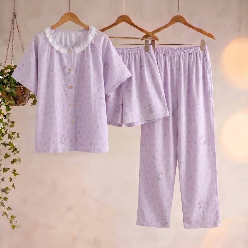 Artisan Ownkoti Purple Bunny amp Floral Cotton Loungewear Set 3PCS Official