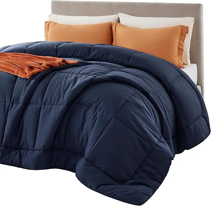 Recyclable Bedsure Comforter Duvet Insert – Quilted Comforters Queen Size All Season Duvet GentleSoft Down Bedding with 8 Tabs Gifts for Women Men Navy Blue Queen 88 x 88 Inches Powerful