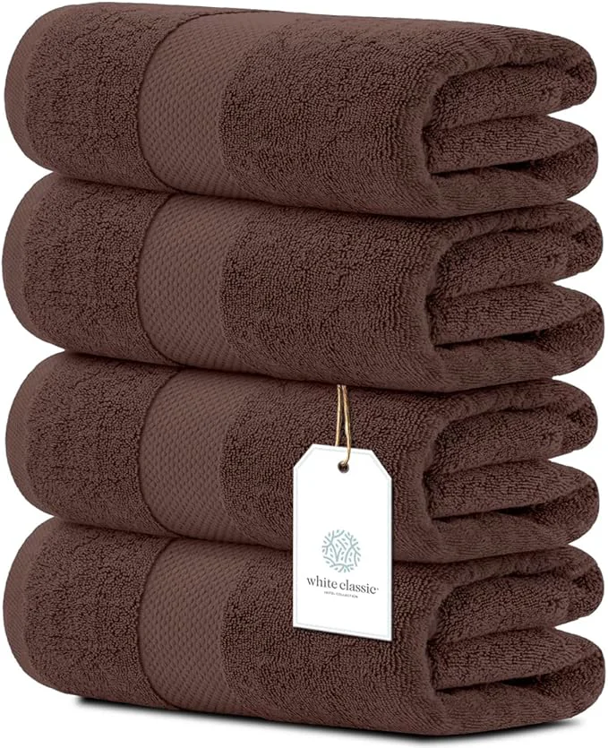Selected White Classic Luxury Bath Towels Set of 4 Large First-Class