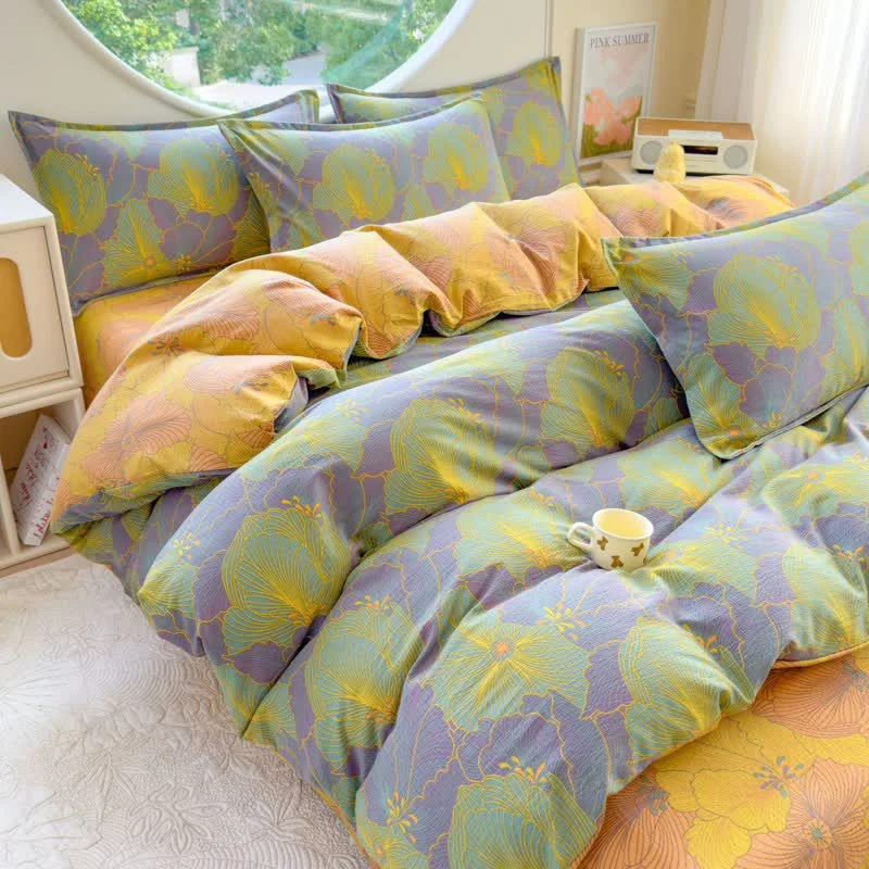 Next-Generation Ownkoti Abstract Floral Cotton Double Gauze Bedding 4PCS Elite