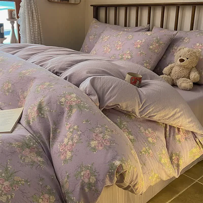 Elite Ownkoti Dusty Purple Rose Cotton Gauze Bedding 4PCS Authentic