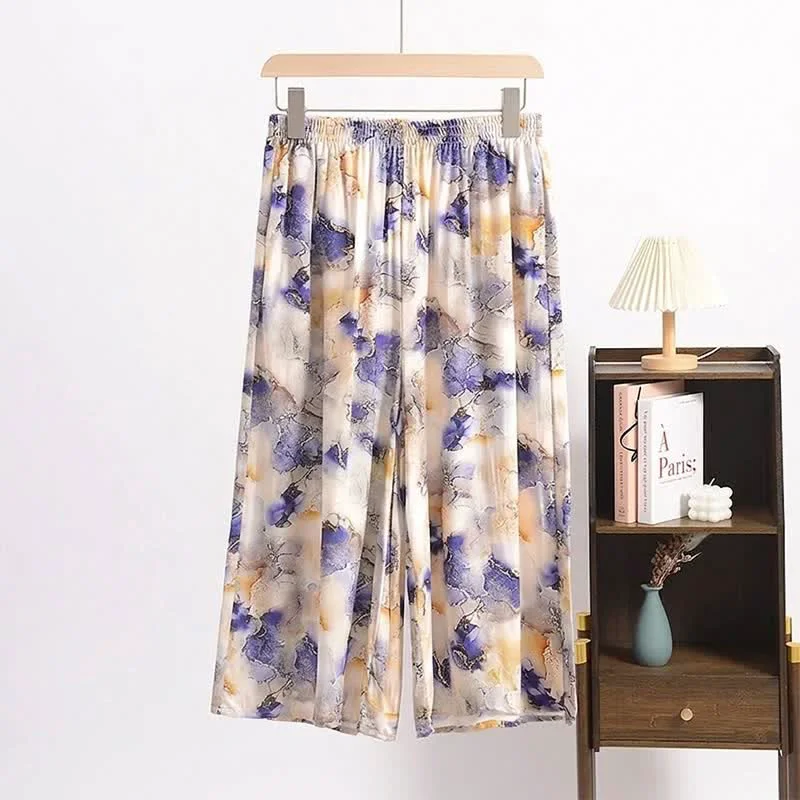 Clean Ownkoti Artistic Print Cropped Lounge Pants Fashionable