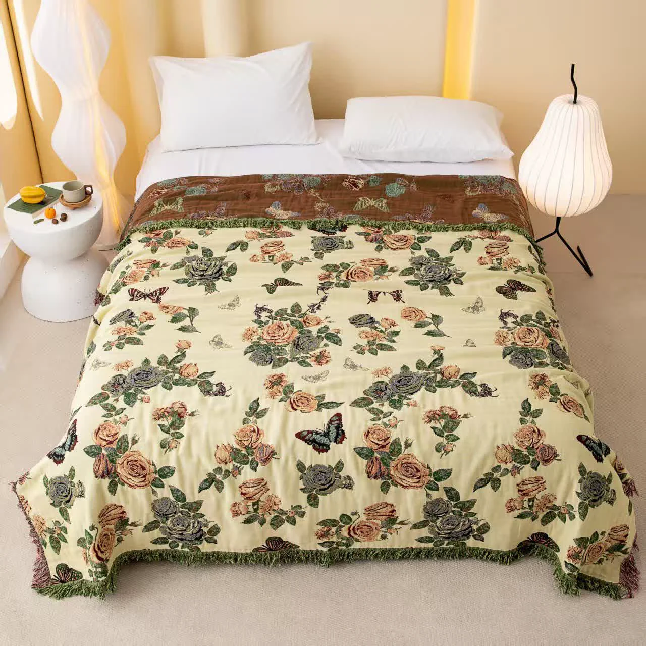 Exclusive Ownkoti Romantic Rose Cotton Gauze Bedspread Quilt Traditional