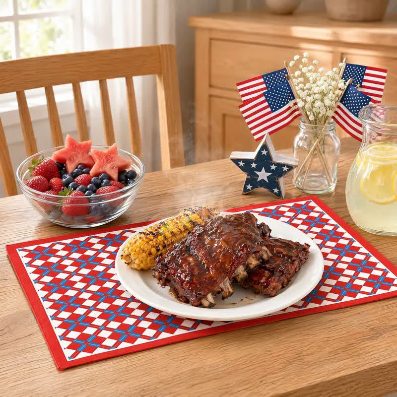 Powerful Ownkoti Festive Modern Red amp Blue Plaid Table Placemat Flexible