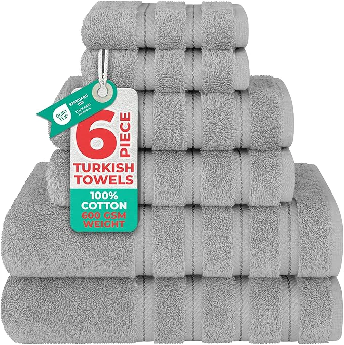 Environmentally Friendly American Soft Linen Luxury 6 Piece Towel Set 2 Bath Towels 2 Hand Towel 2 Contemporary