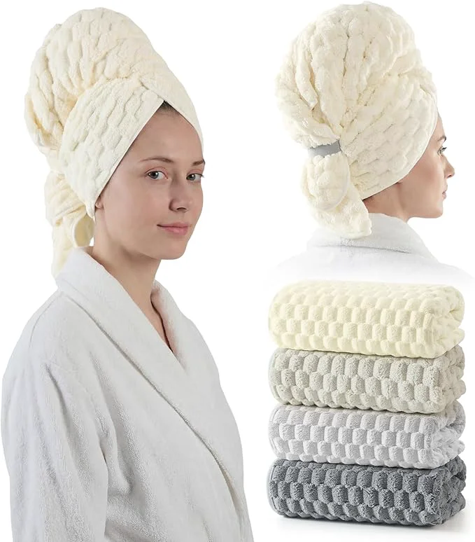 Functional REDKISS 4 Pack Extra Large Hair Towels Luxury