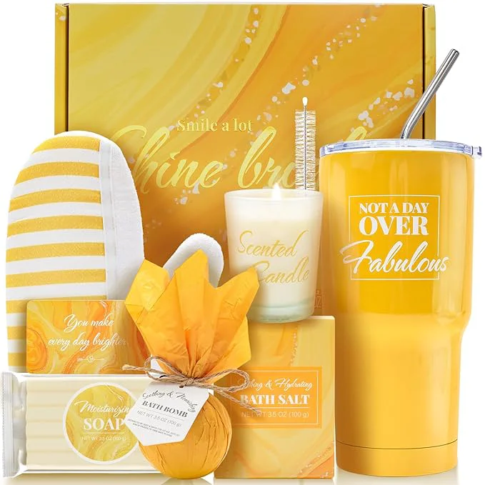 Optimized Gift Set for Women 8Pcs Bath and Body Gift Baskets Vanilla Self Care Present Clean