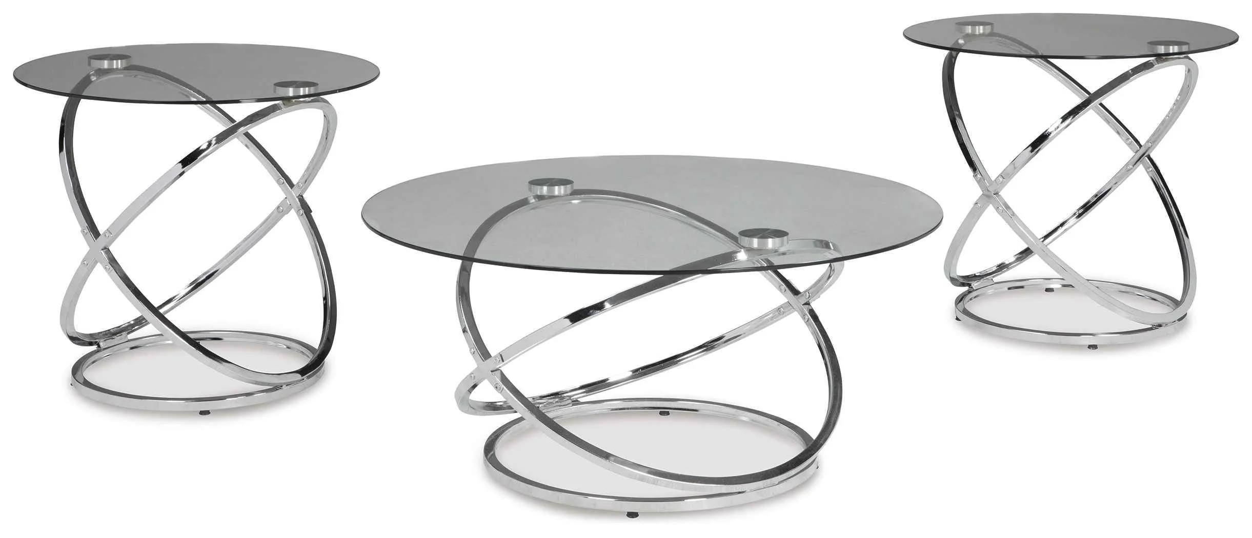 Specialty Hollynyx – Occasional Table Set Set of 3 – Chrome Finish Detailed