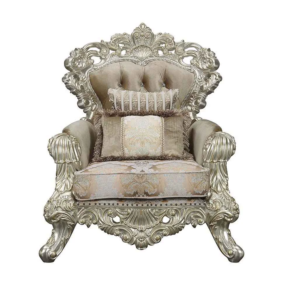 Fine Sorina – Chair With 2 Pillows – Velvet Fabric amp Antique Gold Consistent