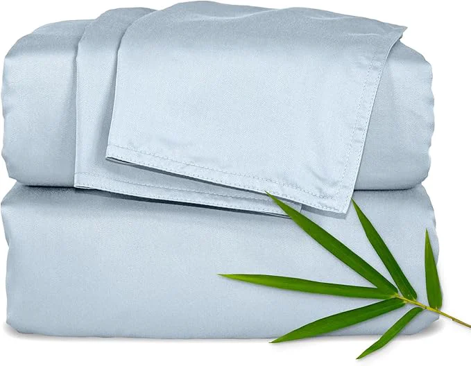 Fine Crafted Pure Bamboo Split King Sheets Organic Viscose Derived from Bamboo Bed Sheet Set Soft amp Cooling Double Stitching 2 Fitted Sheets Split King Glacier Elite