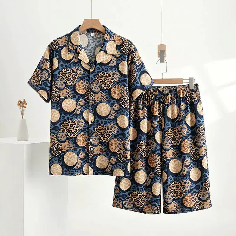 High-Grade Ownkoti Navy Leopard Print Loungewear Set First-Class