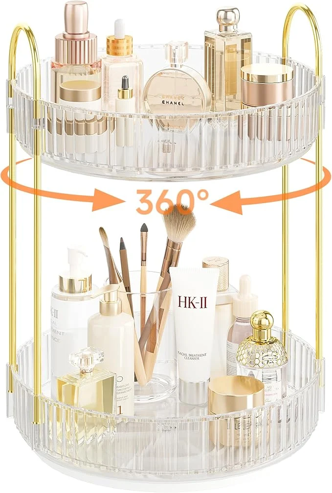 Sophisticated Rotating Makeup Organizer Countertop Skincare Organizers Spinning Perfume High-Quality