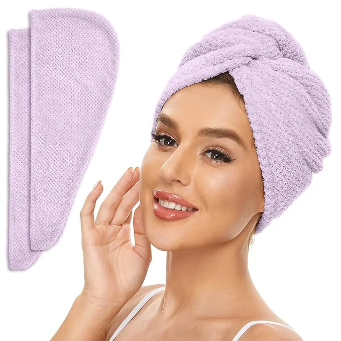 Organic SimpleField 2 Pack Microfiber Hair Towel Wrap High-Quality