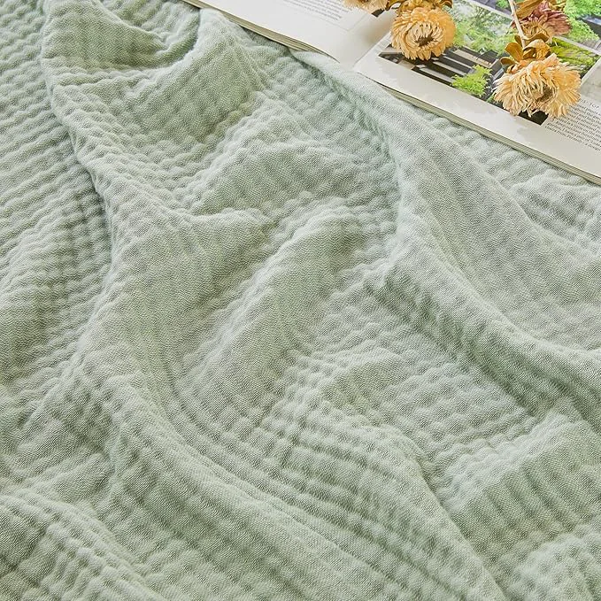 Healthy EMME Cotton Muslin Twin XL Blanket Breathable Gauze Soft Lightweight Blankets Adults Gifts for Women Heather Sage Green 66 quot x90 quot High-Quality