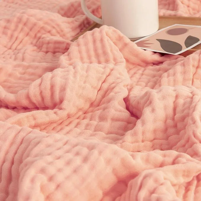 Enhanced EMME Cotton Muslin Twin Blanket Breathable Gauze Soft Lightweight Adults Gifts for Women Pink 60 quot x80 quot Consistent