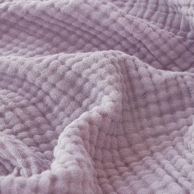 Functional EMME Cotton Muslin King Blanket Bed Layering Bedspread Coverlet Breathable Gauze Soft Lightweight Heather Lavender 108 quot x90 quot Proven