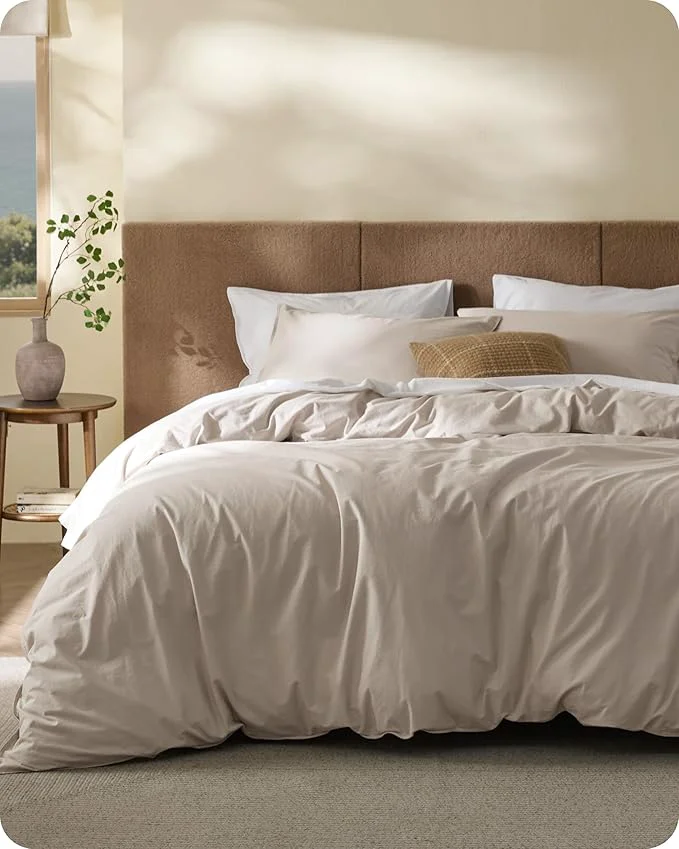 Clean Bedsure Cotton Duvet Cover King – Luxury Slub Weave Cotton Duvet Cover Set PureWoven Bedding Set with a Linen Like Textured Easy Change Natural Linen 104 quot x 90 quot First-Class