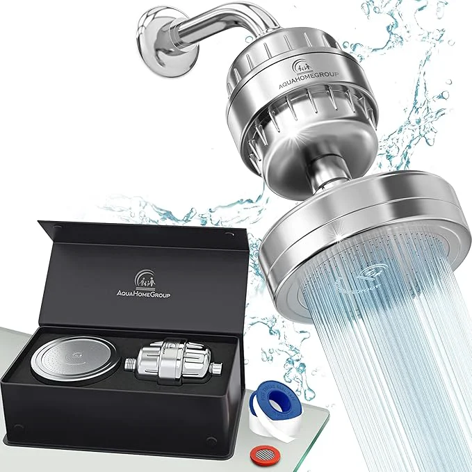 Original Design AquaHomeGroup – Filtered Shower Head 20 Stage Shower Filter – Standard – Crafted