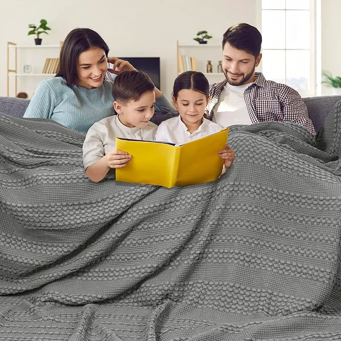 Recyclable PHF Cotton Waffle Blanket Oversized King 120 quot x120 quot Lightweight Breathable Extra Large 10 39 x10 39 Blankets for Bed Giant Big Luxury Aesthetic Woven Bedding for Home Decor Dark Grey Sustainable