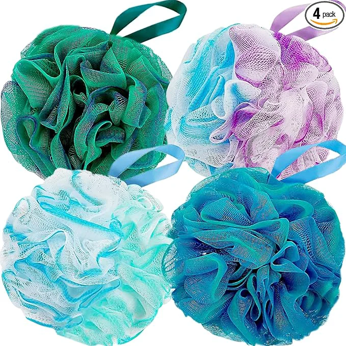 Solid Fu Store Loofah Sponge Shower Loofahs 70g Bath Sponges Mesh Balls 4 Multi Color Organic