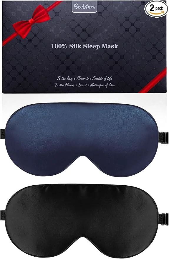 Superior BeeVines Mulberry Silk 2 Pack Sleep Mask Pure Silk Eye Masks Top-Quality