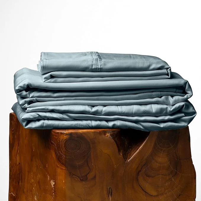 Professional Olive Crate Tencel Lyocell Eucalyptus Twin Sheets Set – Extra Long Sheet Set – Cooling Tencel Sheets for Hot Sleepers with 16 Inch Deep Pocket Fit – Basalt Blue 3-Piece Set Safe