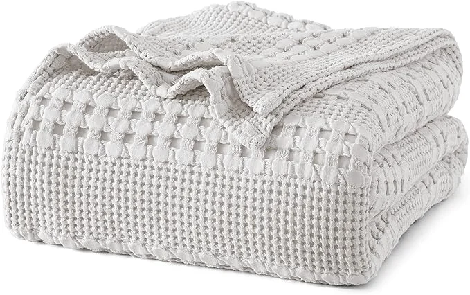 Responsible PHF Cotton Waffle Weave Blanket Queen Size for Bed Soft Lightweight amp Breathable for Spring and Summer All-Season Comfort Luxury Aesthetic Blanket for Home Decor 90 quot x90 quot Light Grey Solid