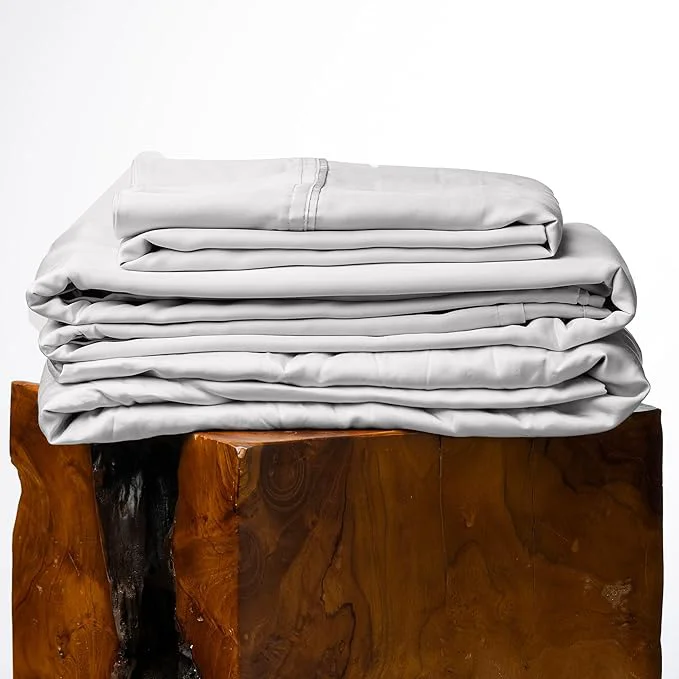 Eco-Friendly Olive Crate Tencel Lyocell Eucalyptus California King Sheets – Cooling Tencel Sheets for Hot Sleepers with 18 Inch Deep Pocket Fit – Gray Mist 4-Piece Set Professional