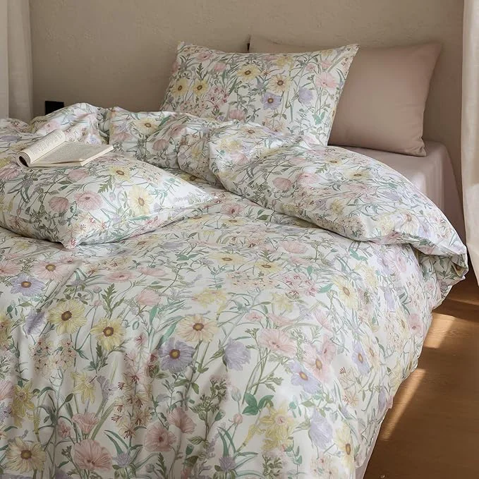 Sophisticated Floral Full Comforter Sets Cotton Fluffy Bedding Set Lightweight Vintage Down Girly Bedding Comforter Sets Chic 3 Piece Boho Farmhouse Bed Comforter with 2 Pillowcases Unique