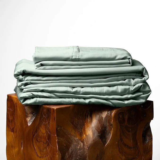 Enhanced Olive Crate Tencel Lyocell Eucalyptus California King Sheets – Cooling Tencel Sheets for Hot Sleepers with 18 Inch Deep Pocket Fit – Spring Sage 4-Piece Set Specialty