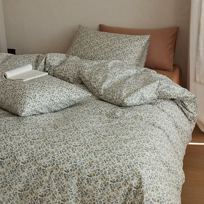 Authentic Floral Queen Size Bed Comforter Set Lightweight Girls Bedding Set Down Boho Cotton Cozy Bedding Comforter Sets Cute Fluffy Soft All Season Bed Comforter with 2 Pillowcases Proven