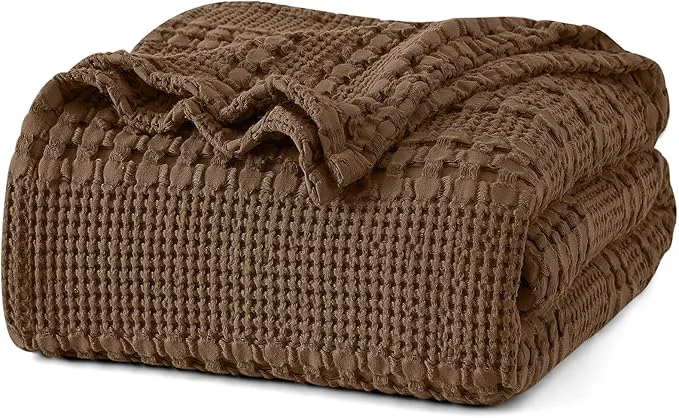 Proven PHF Cotton Waffle Weave Blanket Queen Size for Bed Soft Lightweight amp Breathable for Spring and Summer All-Season Comfort Luxury Aesthetic Blanket for Home Decor 90 quot x90 quot Chocolate Premium Material